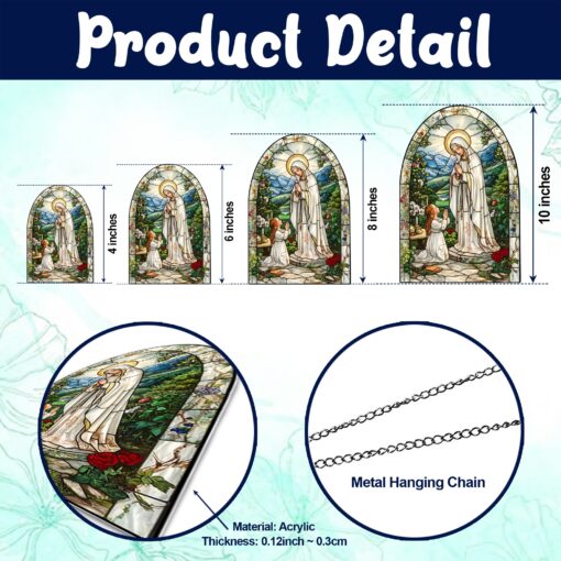 Lady of Lourdes Suncatcher Ornament Unique Religious Decor Perfect Gift for Catholic and Christian Faith Beautiful Window Decoration for Home or Church, Lady of Lourdes Suncatcher Ornament