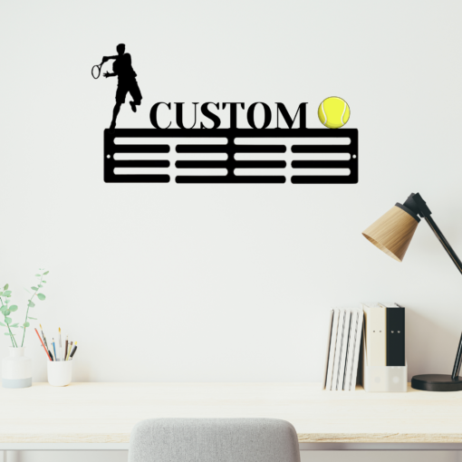 Custom Tennis Sport Medal Hanger Metal Sign 12 Rungs for medals & Ribbons, Show Team Spirit, metal sign, Tennis Player Gift for Him, Classic Styles, Never Go Out of Fashion