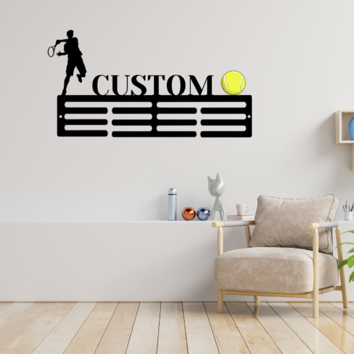 Custom Tennis Sport Medal Hanger Metal Sign 12 Rungs for medals & Ribbons, Show Team Spirit, metal sign, Tennis Player Gift for Him, Classic Styles, Never Go Out of Fashion