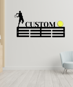 Custom Tennis Sport Medal Hanger Metal Sign 12 Rungs for medals & Ribbons, Show Team Spirit, metal sign, Tennis Player Gift for Him, Classic Styles, Never Go Out of Fashion