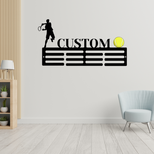 Custom Tennis Sport Medal Hanger Metal Sign 12 Rungs for medals & Ribbons, Show Team Spirit, metal sign, Tennis Player Gift for Him, Classic Styles, Never Go Out of Fashion