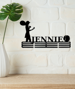 Personalized Female Tennis Player Medal Hanger Tennis Girl Sign 12 Rungs for medals & Ribbons Show metal Tennis Player Gift for Her, Simple Style