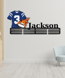 Personalized Football Player Medal Hanger USA football Sign 12 Rungs for medals & Ribbons Show metal Sport Game Day Gift for Him, Trendy Looks, Stay Ahead of the Curve